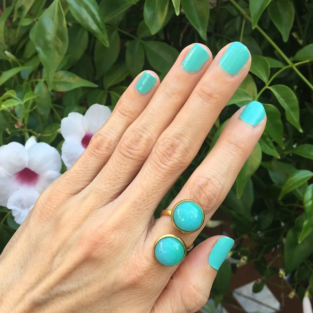 Turquoise + Gold Adjustable Boho Statement Ring